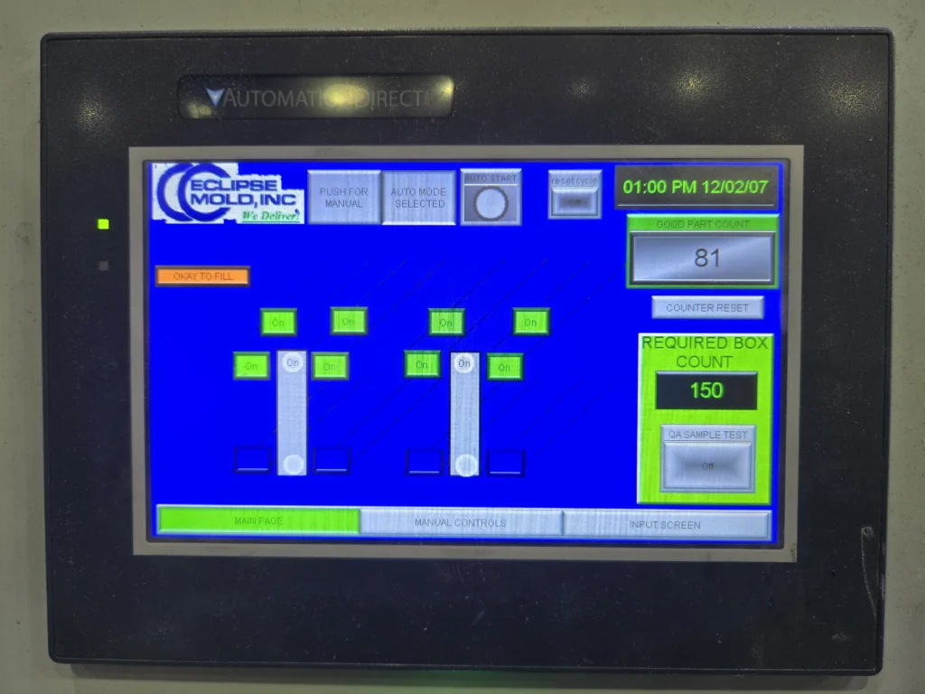 Eclipse Mold box station control screen.